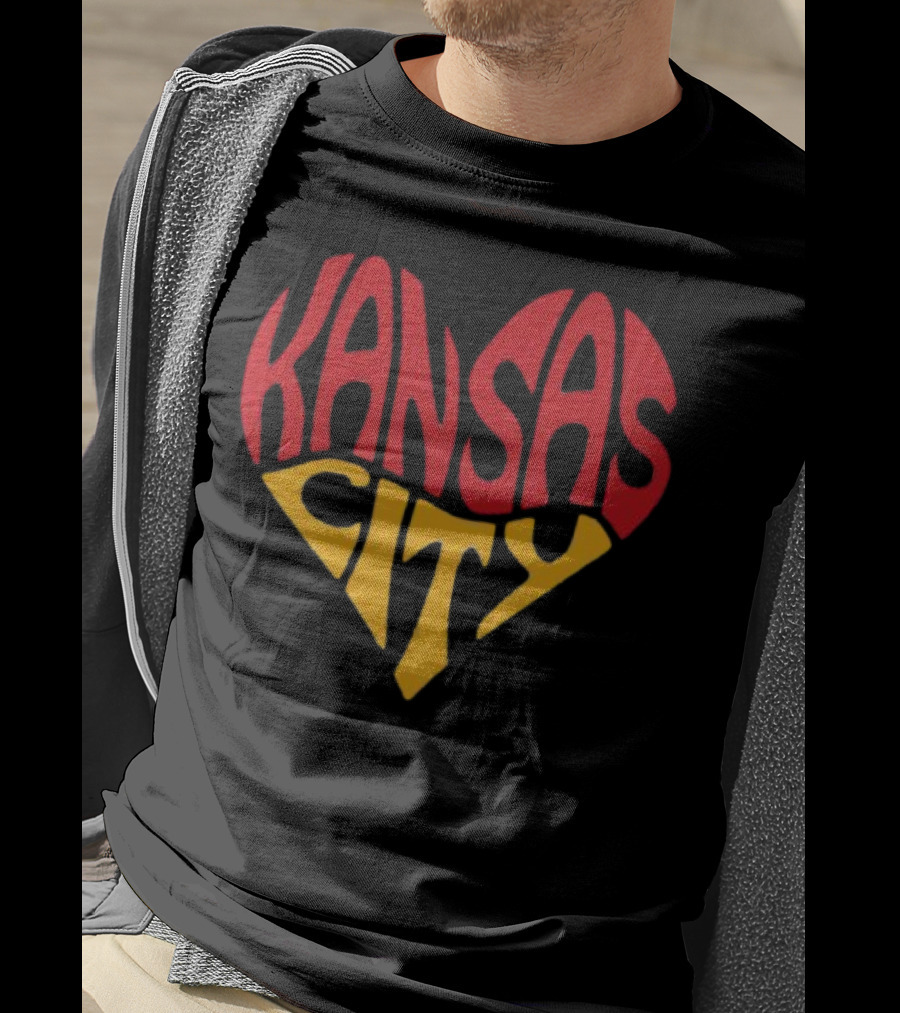 Kansas City Heart Text In Red And Yellow Shaped As A Heart T-Shirt
