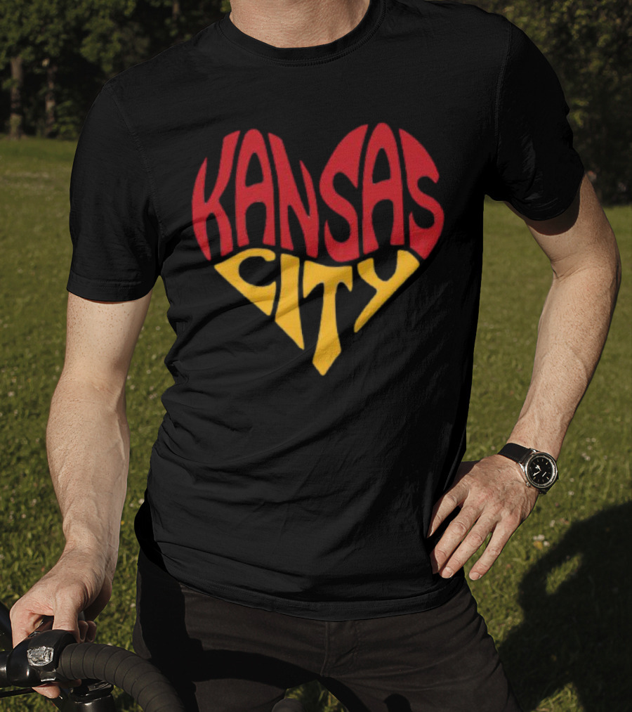 Kansas City Heart Text In Red And Yellow Shaped As A Heart T-Shirt