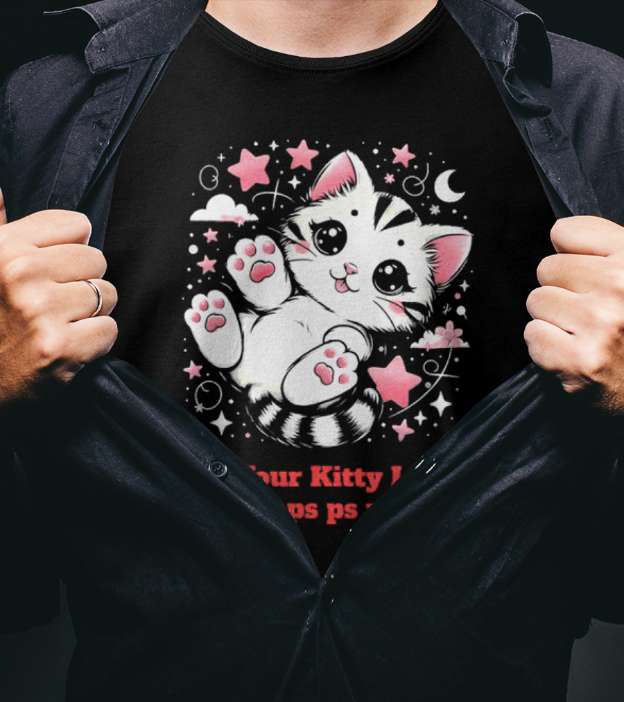 Tell Your Kitty I Said Ps Ps Ps Ps Ps Cute Cat In Stars With Moon T-Shirt