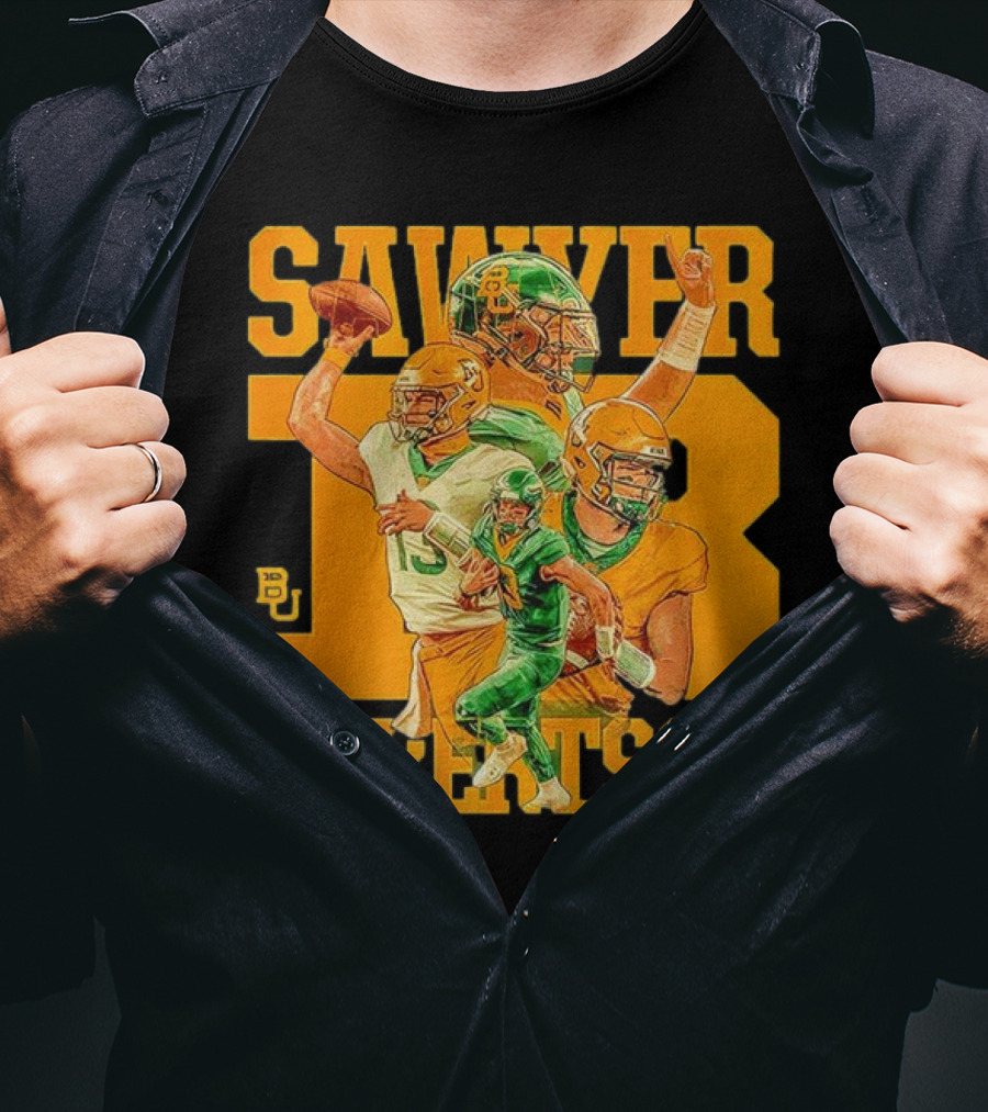 Baylor Bears Sawyer Robertson 13 Football Quarterback BU T-Shirt