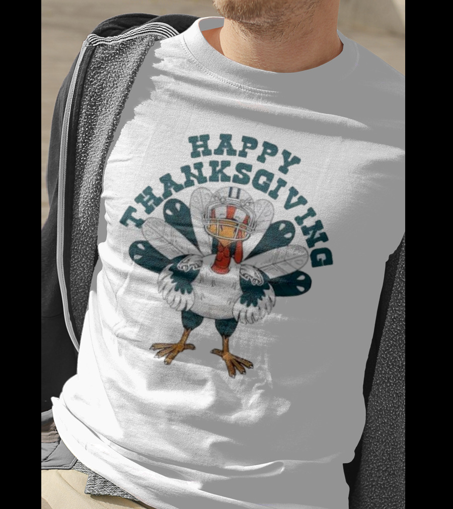 Philadelphia Eagles Turkey Happy Thanksgiving Football T-Shirt