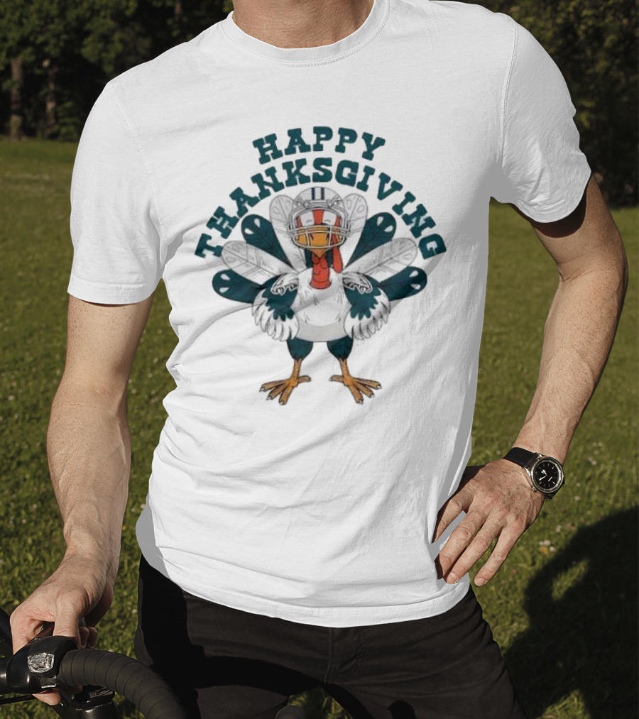 Philadelphia Eagles Turkey Happy Thanksgiving Football T-Shirt