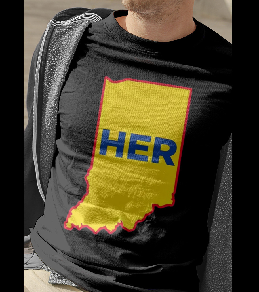 Caitlin Clark Indiana Fever Her State Yellow Map With Blue HER T-Shirt