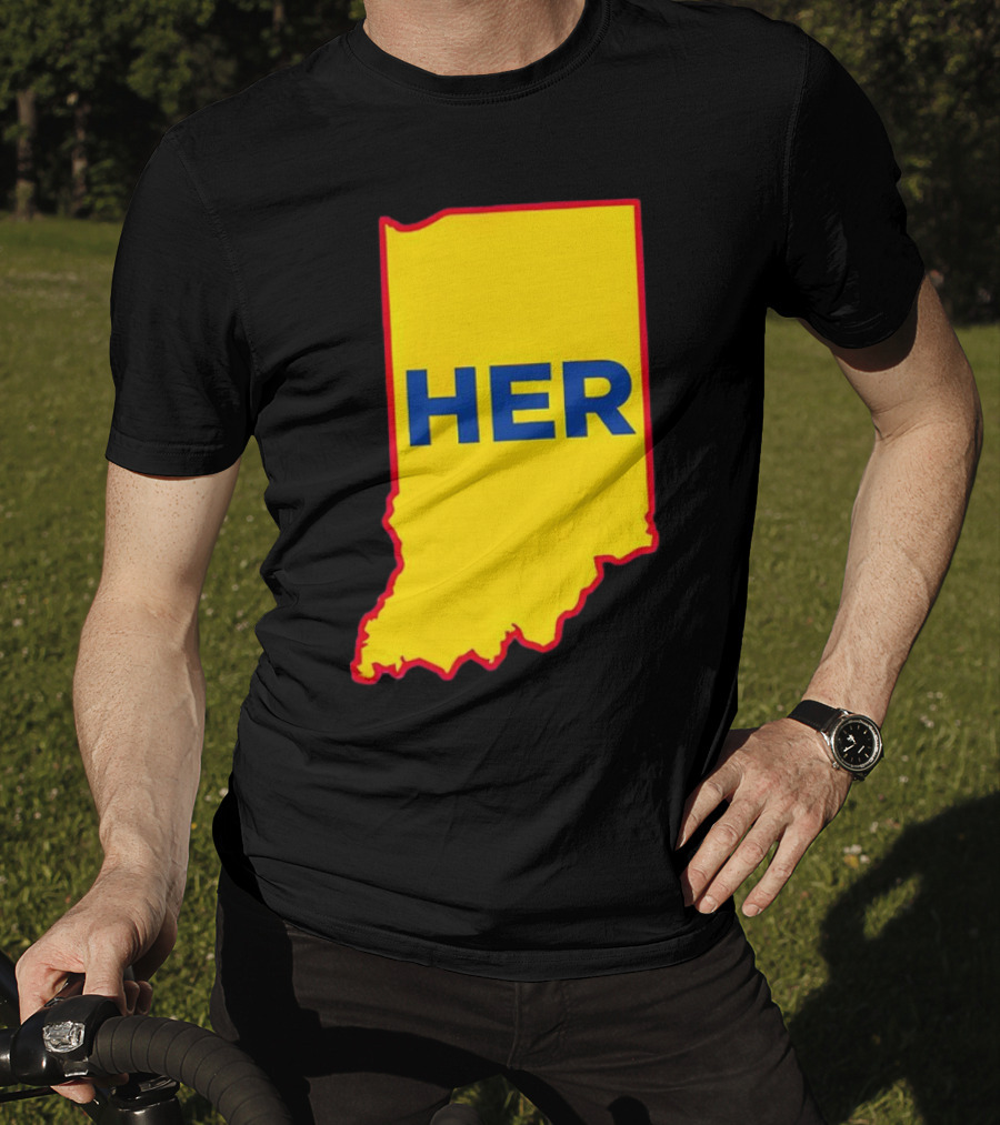 Caitlin Clark Indiana Fever Her State Yellow Map With Blue HER T-Shirt