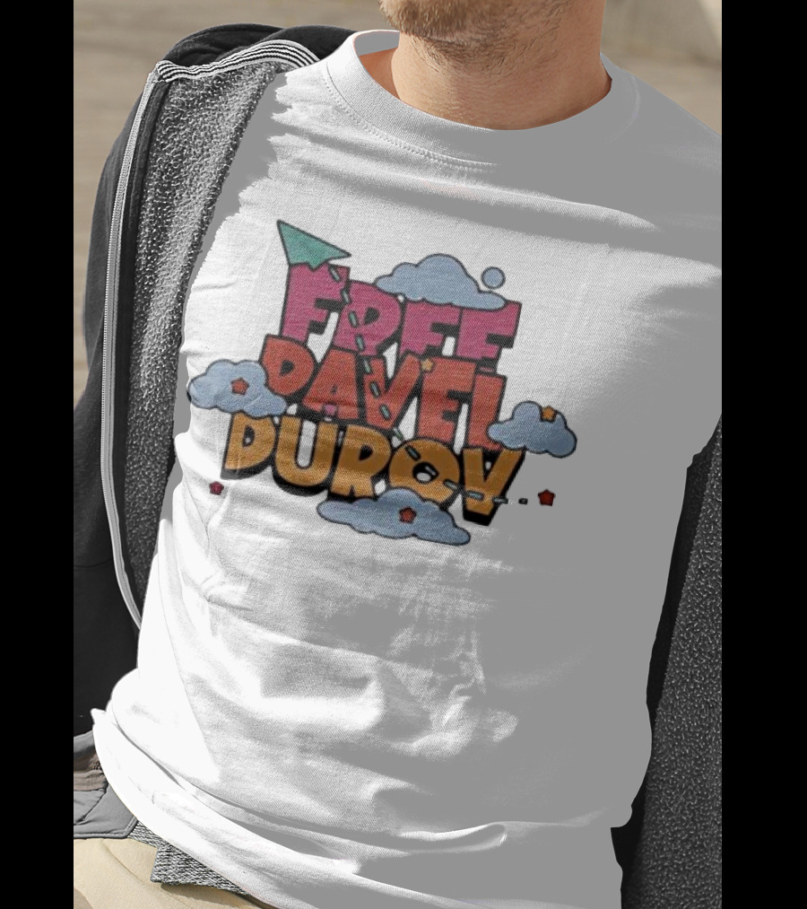 Free Pavel Durov Telegram Graffiti Clouds Paper Airplane T-Shirt
