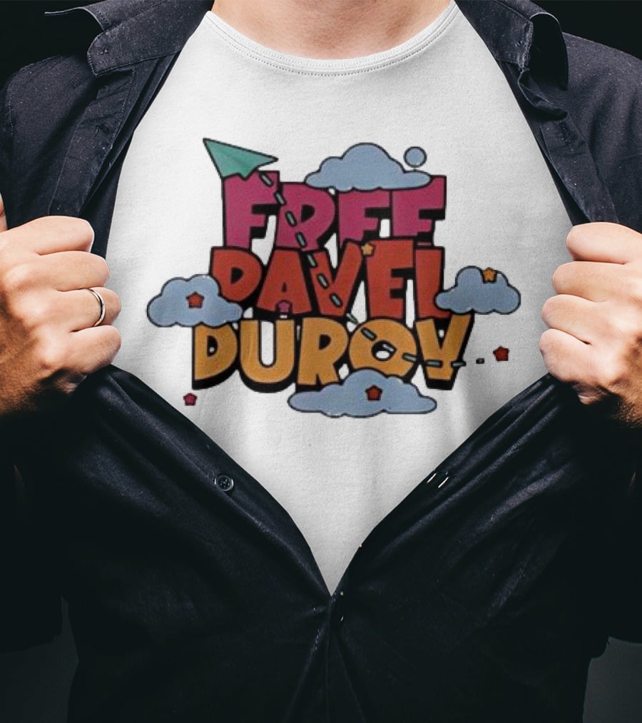 Free Pavel Durov Telegram Graffiti Clouds Paper Airplane T-Shirt