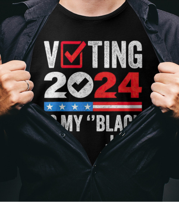 Voting 2024 Is My Black Job Retro American Flag Stars Stripes Checkmark T-Shirt