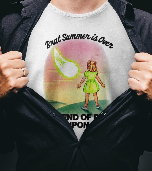 Brat Summer Is Over The End Of Days Is Upon Us Girl Watches Meteor Sunset T-Shirt