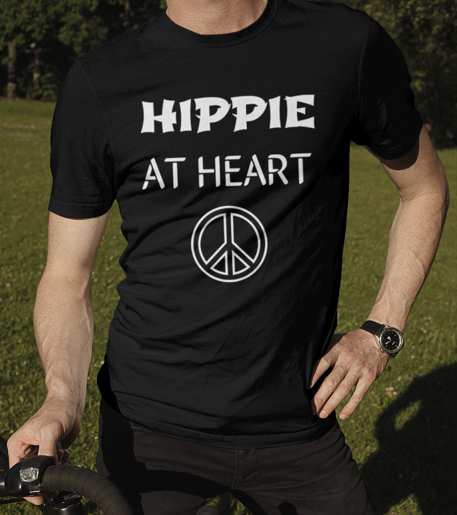 Hippie At Heart Peace Symbols Iconic Message T-Shirt