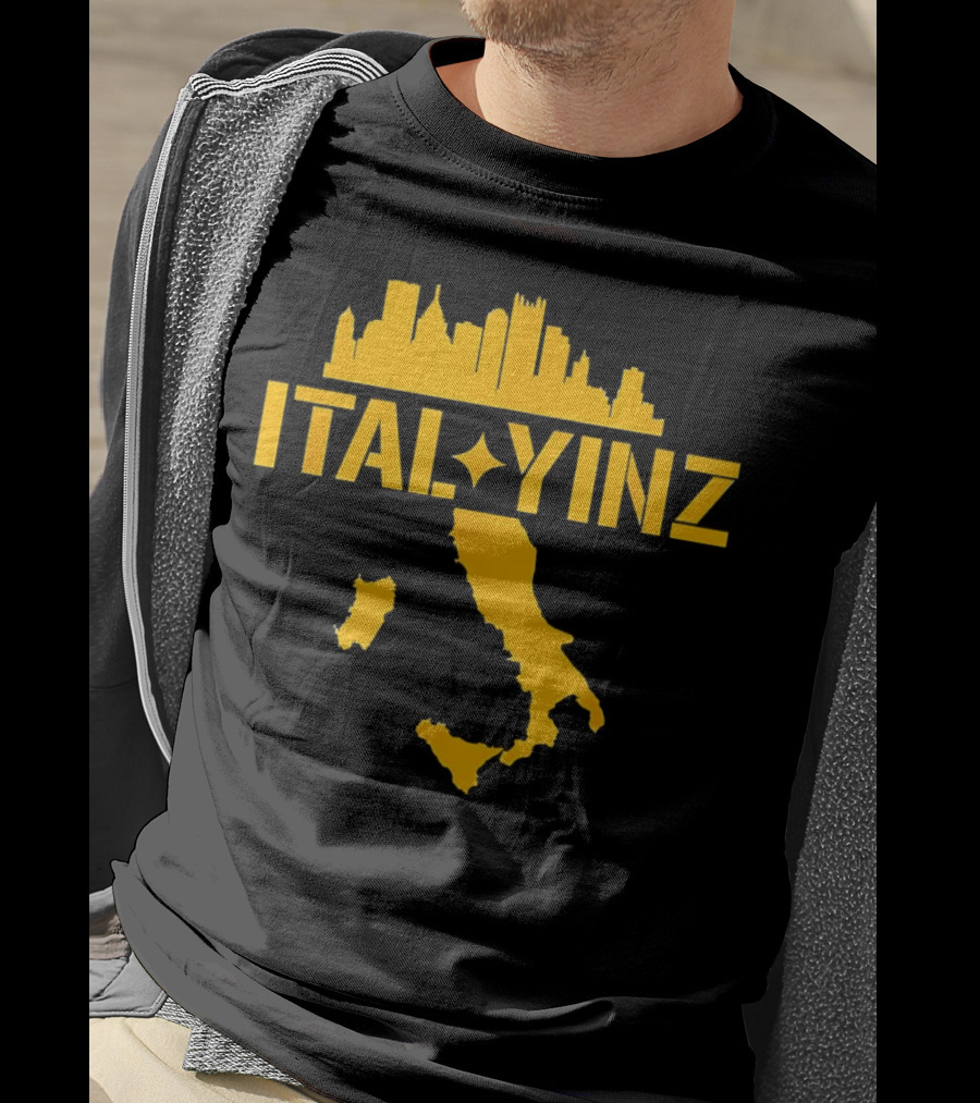 Ital Yinz Pittsburgh Skyline Italy Map T-Shirt