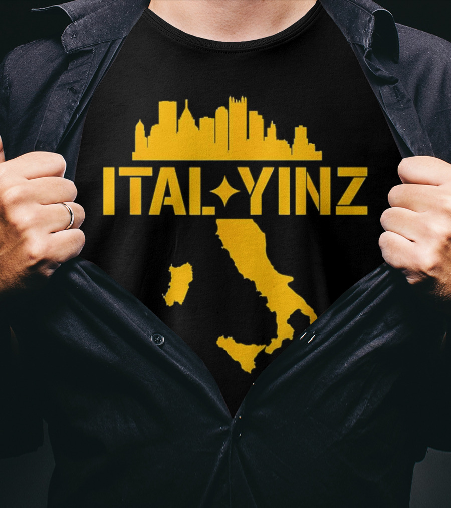 Ital Yinz Pittsburgh Skyline Italy Map T-Shirt