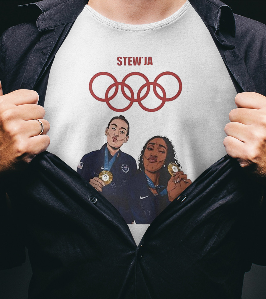 Stewja Olympic Rings A'Ja Wilson Breanna Stewart T-Shirt