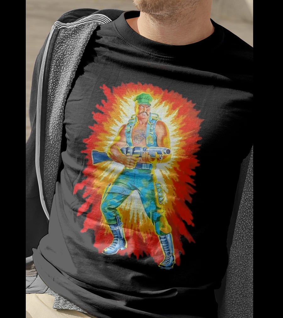 Gung-Ho GI Joe Action Figure Retro Style Burst Background T-Shirt
