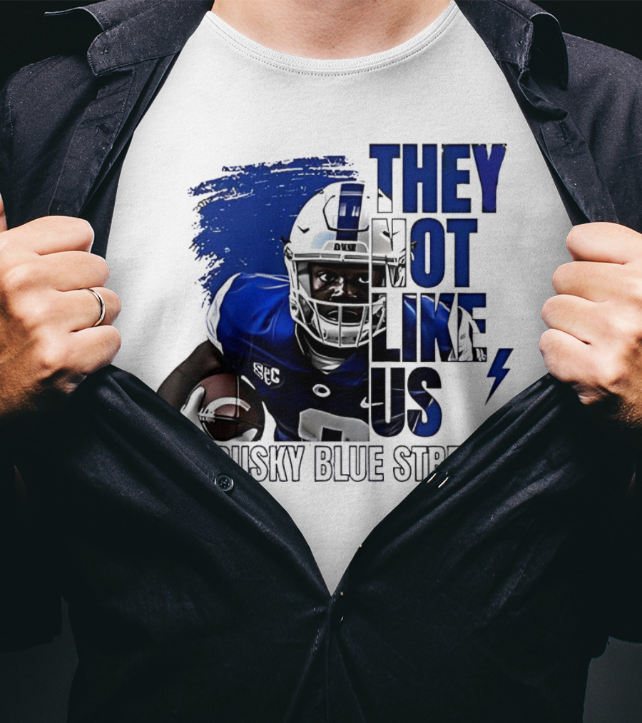 Sandusky Blue Streaks They Not Like Us Football Player Grunge T-Shirt