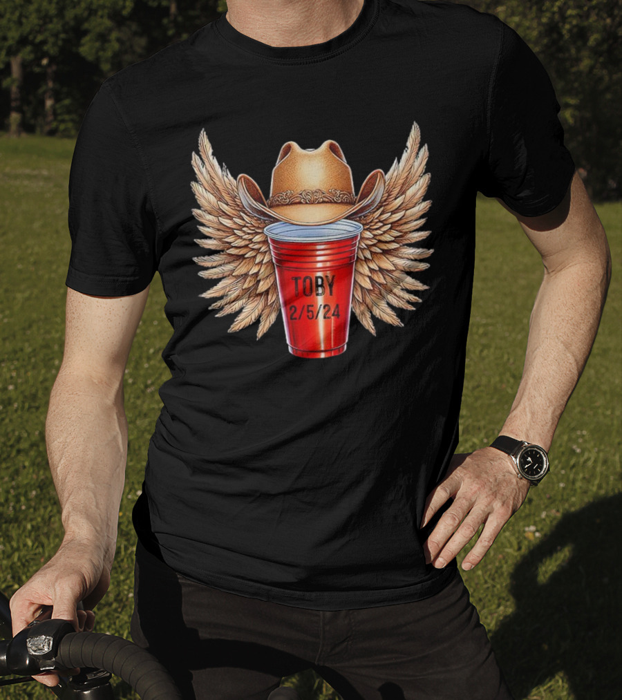Toby Keith Toby Red Cup 2/5/24 Winged Cowboy Hat T-Shirt
