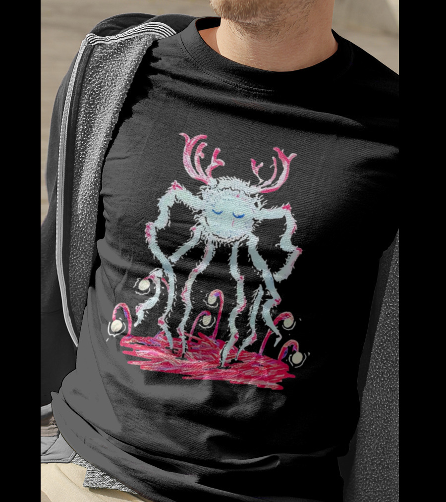 Cavetown Spider Whimsical Creature With Antlers In Pastel Sketch T-Shirt