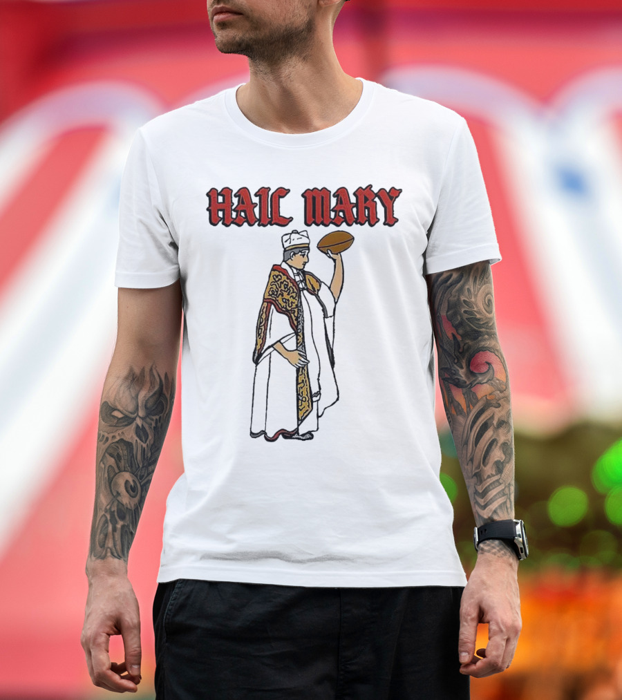 Hail Mary Priest Holding Football T-Shirt