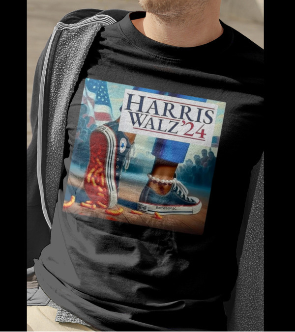 Harris Walz 2024 RameseMac Cheetos Converse Sneakers American Flag T-Shirt