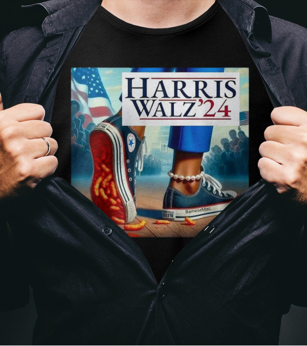 Harris Walz 2024 RameseMac Cheetos Converse Sneakers American Flag T-Shirt