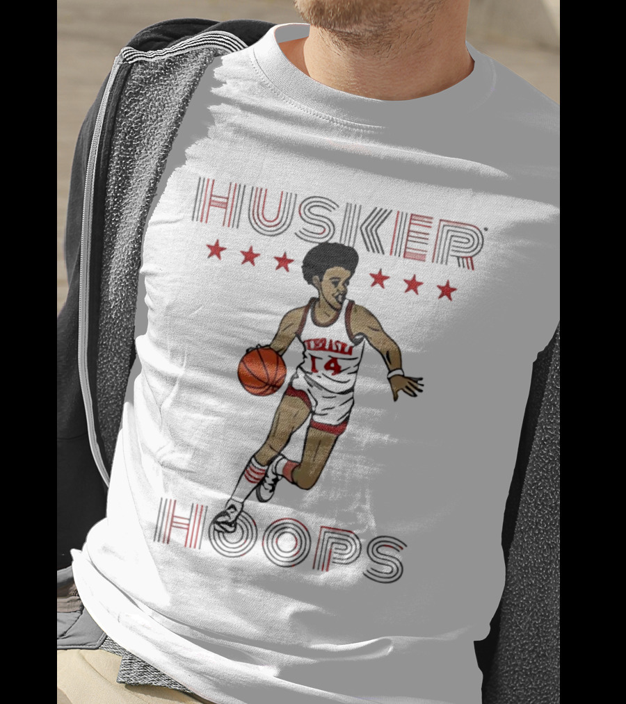 Husker Hoops Nebraska Cornhuskers Basketball Player With Stars T-Shirt