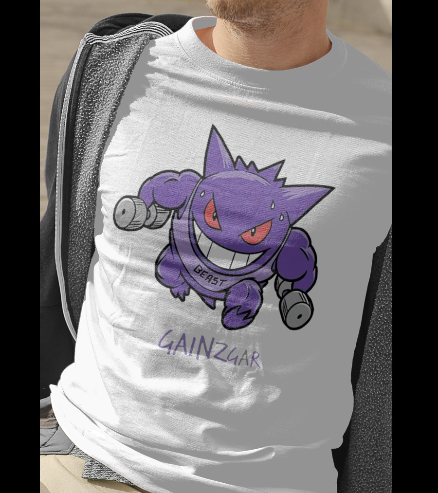 Pokemon Gengar Gainzgar Beast Lifting Dumbbells T-Shirt