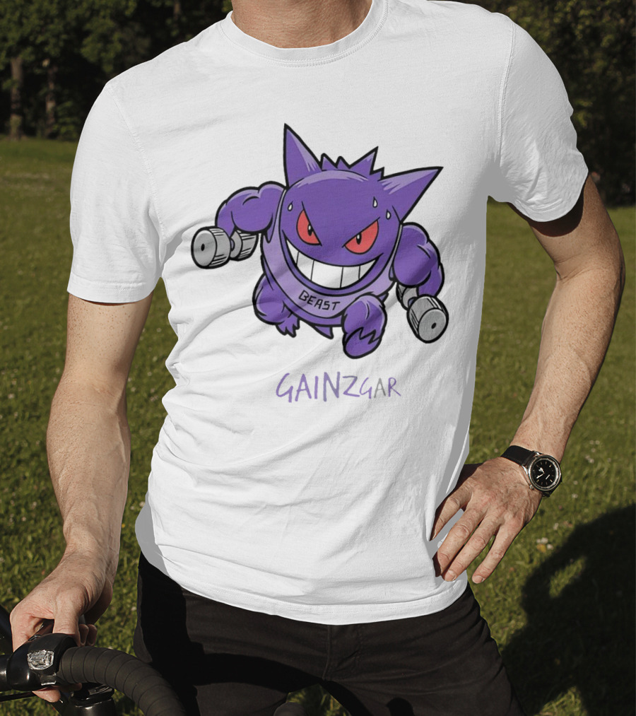 Pokemon Gengar Gainzgar Beast Lifting Dumbbells T-Shirt
