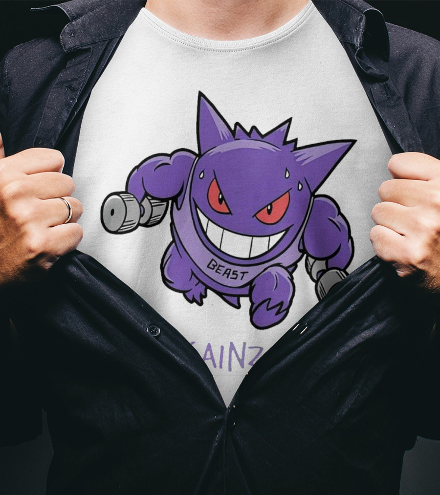 Pokemon Gengar Gainzgar Beast Lifting Dumbbells T-Shirt