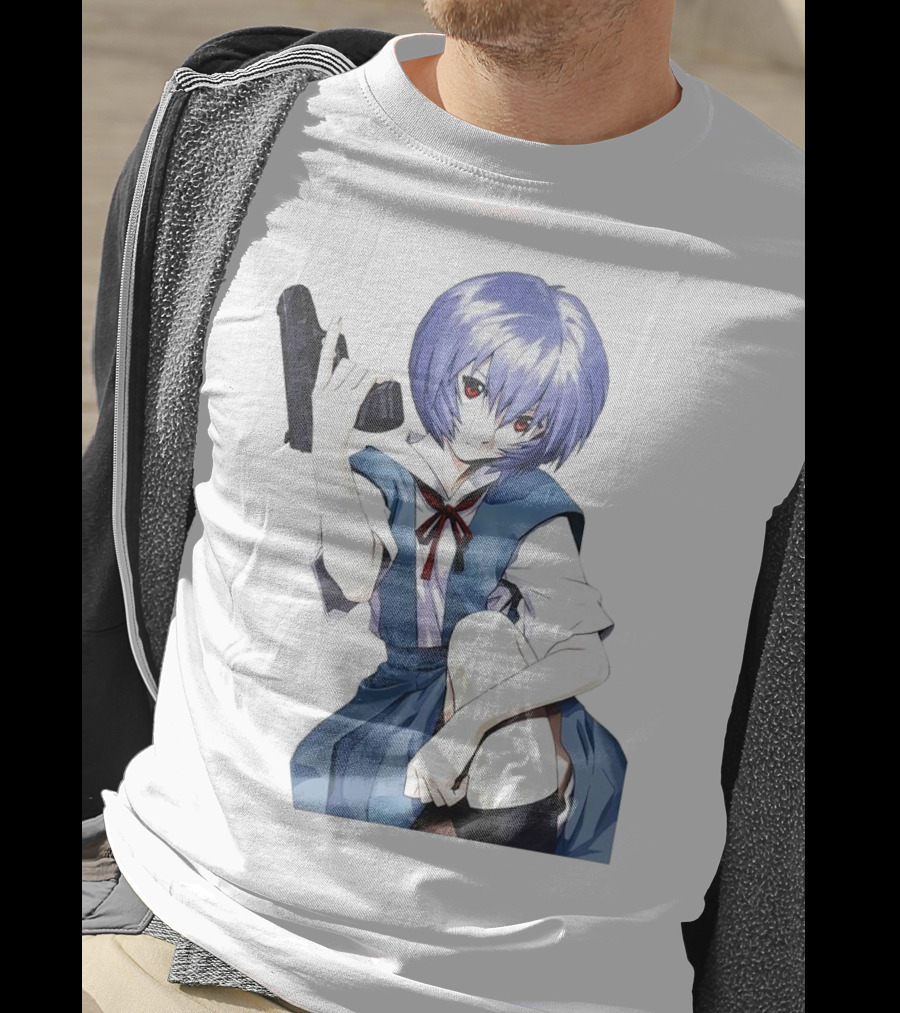 Rei Ayanami Blue Uniform Holding Gun T-Shirt