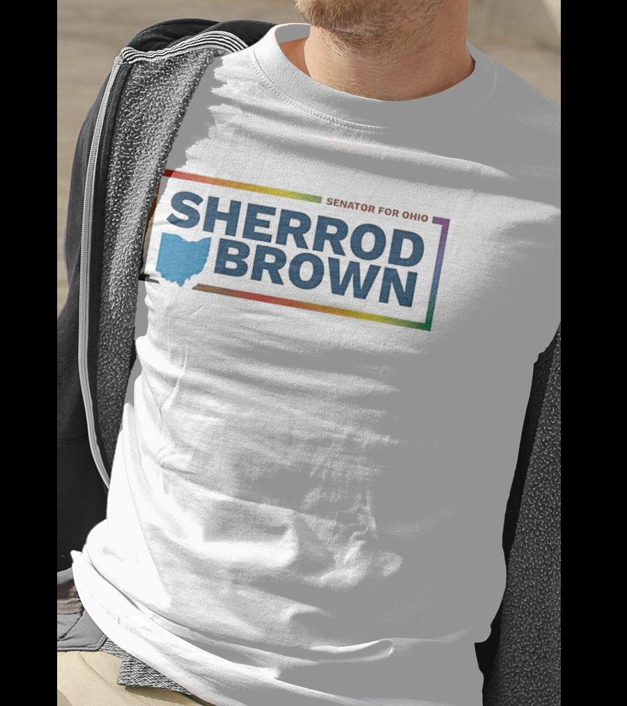 Sherrod Brown Senator For Ohio Ohio Map Rainbow Border T-Shirt