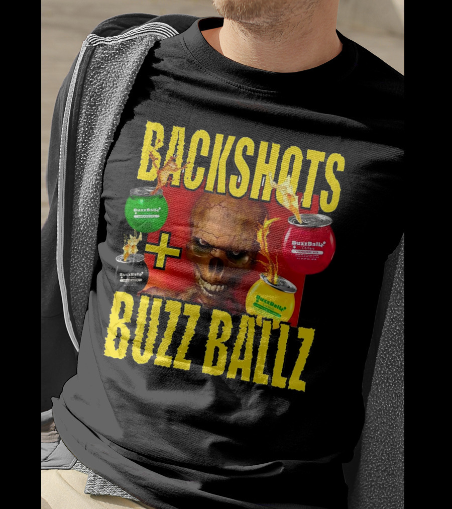 Backshots With Buzz Ballz Fiery Skeleton Combo T-Shirt