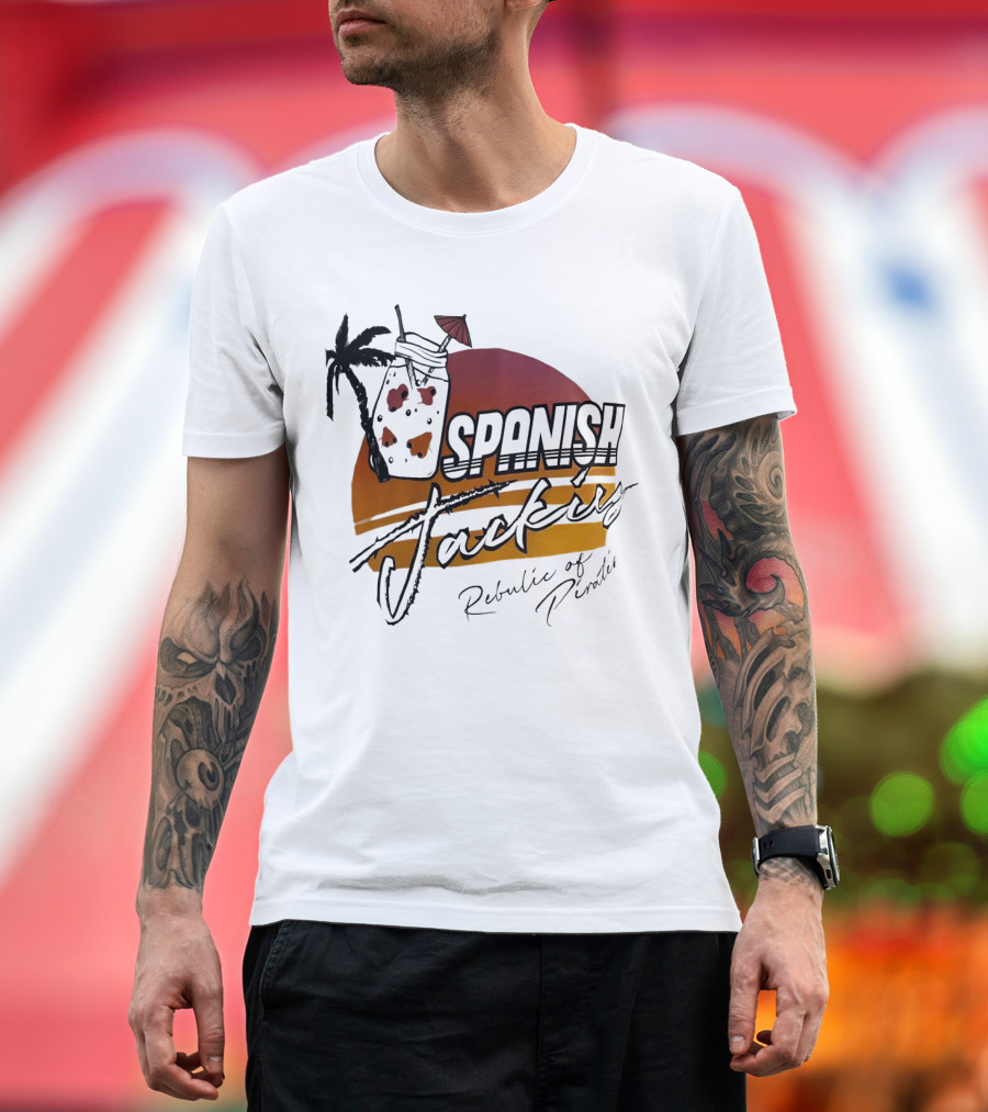 Spanish Jacking Republic of Pirates Sunset Palm Tropical Drink T-Shirt
