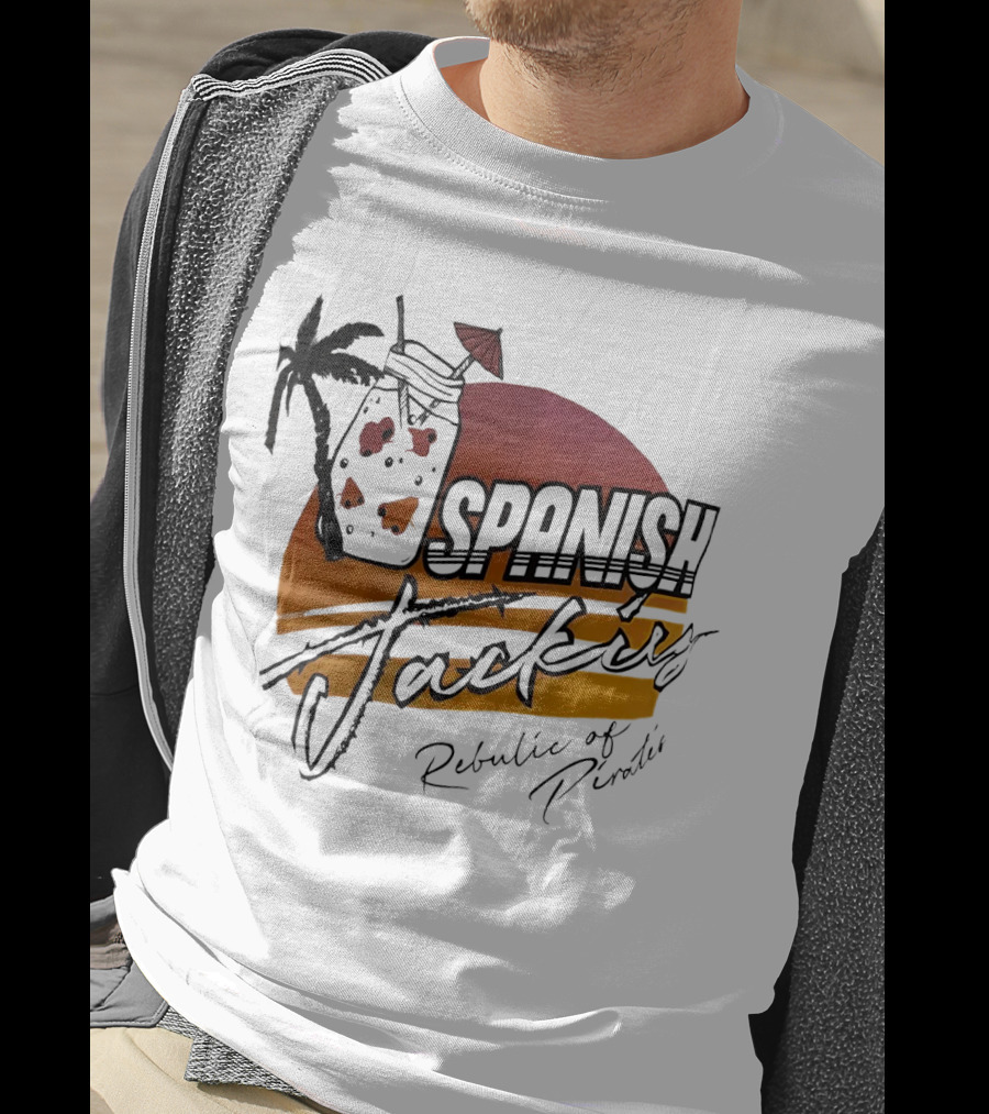 Spanish Jacking Republic Of Pirates Sunset Palm Tropical Drink T-Shirt