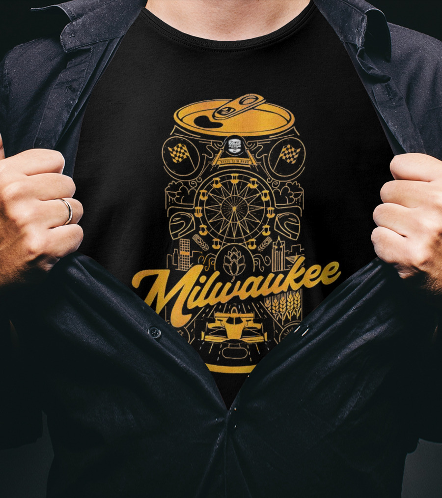 Milwaukee State Fair Park Ferris Wheel And Beer Can T-Shirt