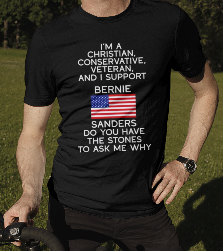 Christian Conservative Veteran Supporting Bernie Sanders American Flag Inquiry T-Shirt