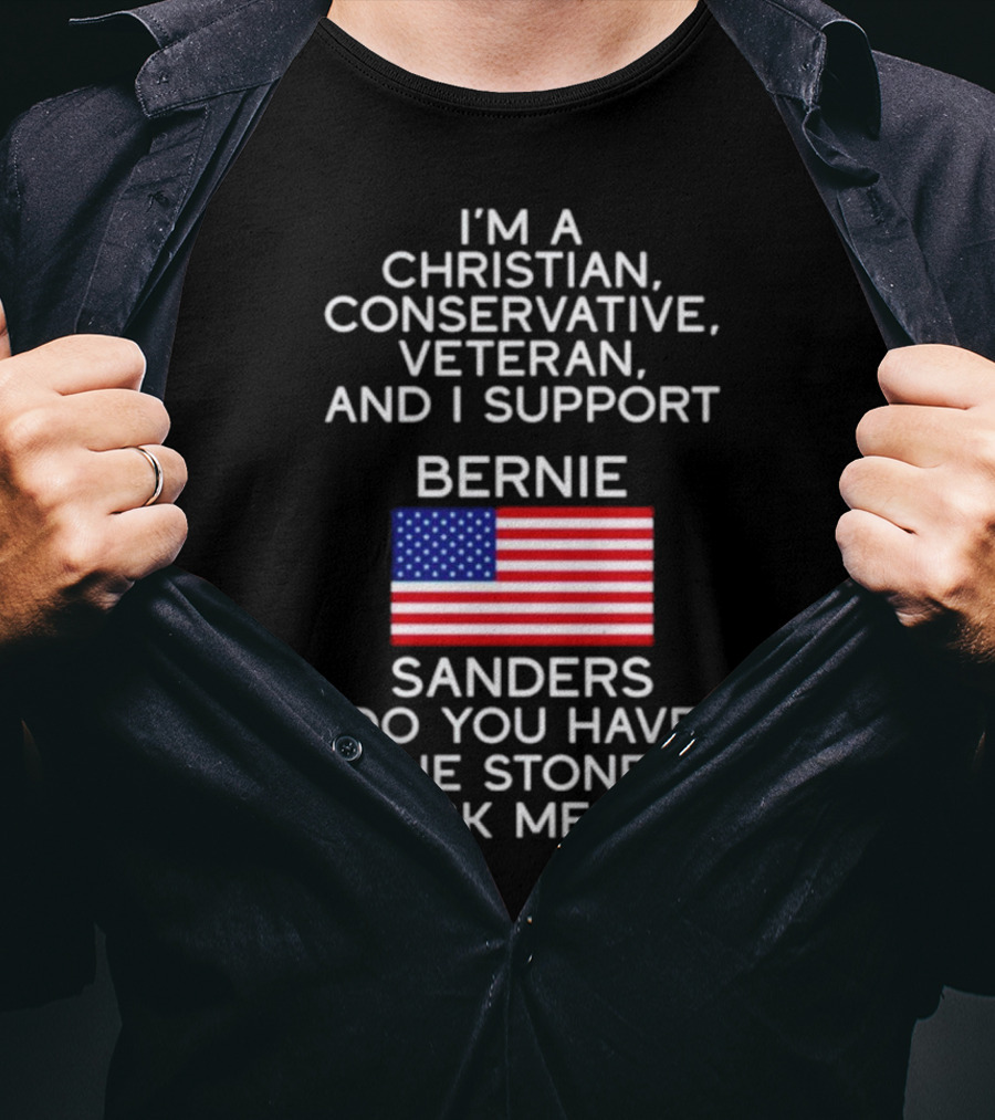Christian Conservative Veteran Supporting Bernie Sanders American Flag Inquiry T-Shirt