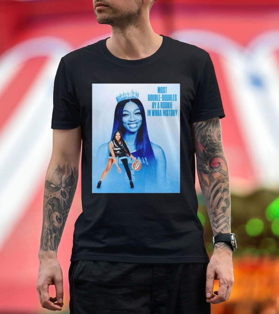 Most Double-doubles by a Rookie in WNBA History Angel Reese Basketball Achievement T-Shirt