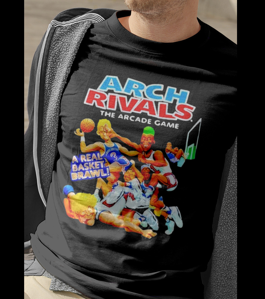 Arch Rivals Arcade Game A Real Basket Brawl Action Scene T-Shirt