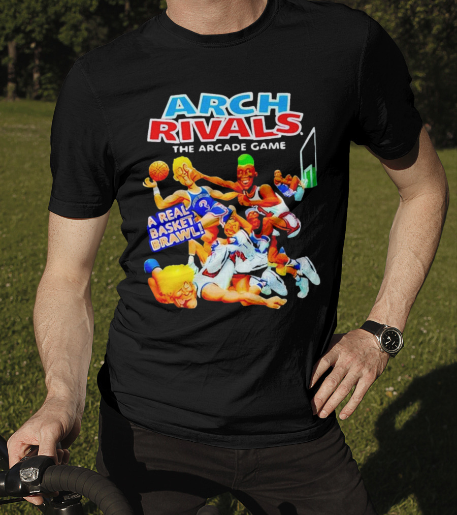 Arch Rivals Arcade Game A Real Basket Brawl Action Scene T-Shirt