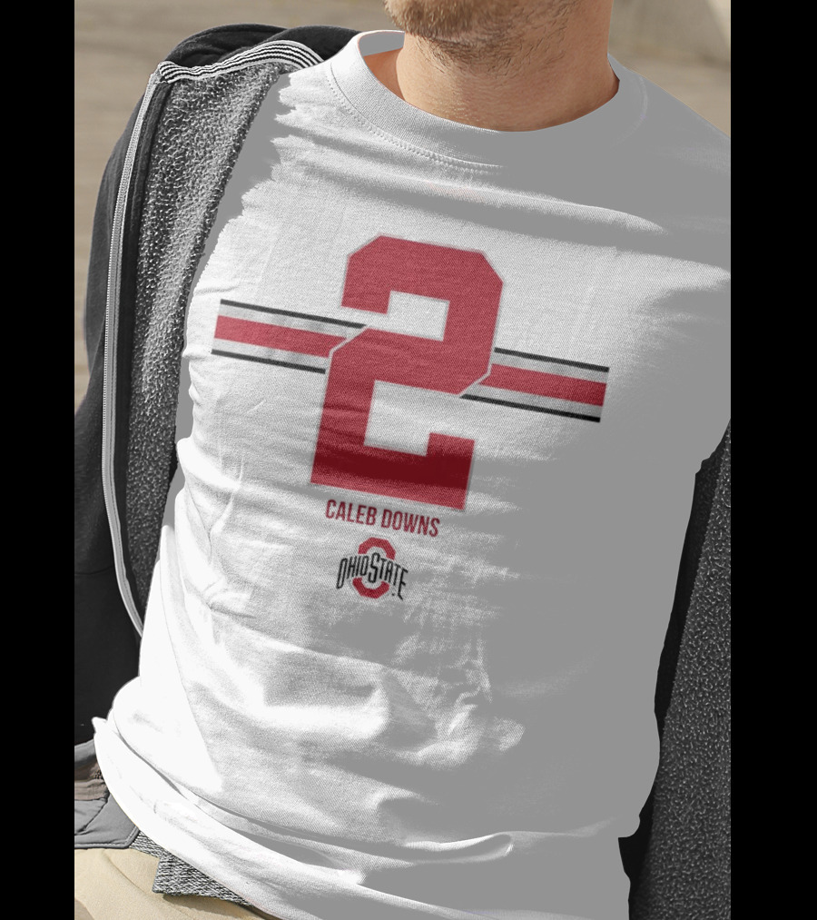 Caleb Downs Ohio State Buckeyes 2 Stripe Football T-Shirt