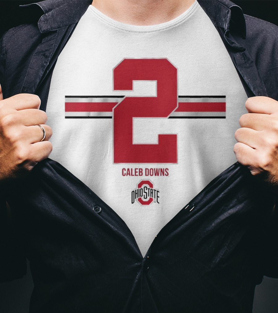 Caleb Downs Ohio State Buckeyes 2 Stripe Football T-Shirt