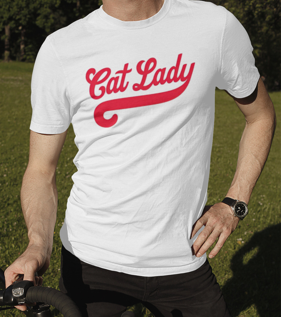 Cincinnati Reds Cat Lady Baseball Script Red T-Shirt
