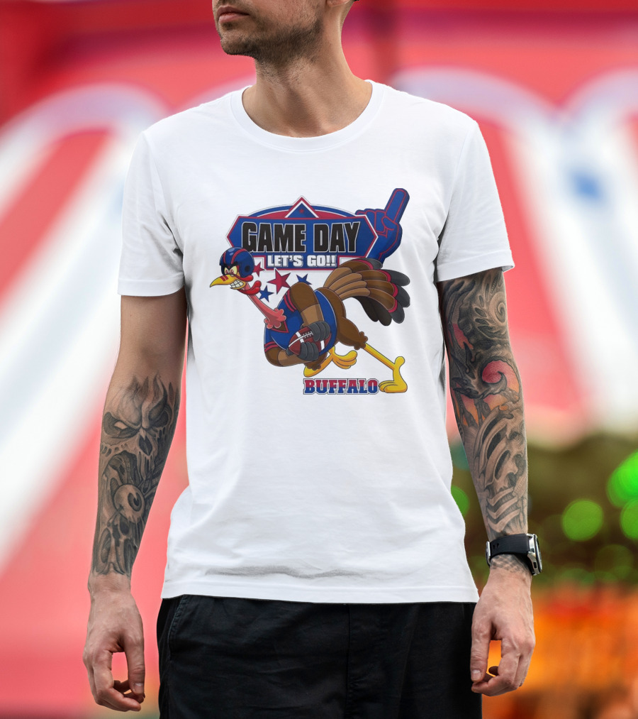 Game Day Let's Go Buffalo Football Turkey Mascot T-Shirt