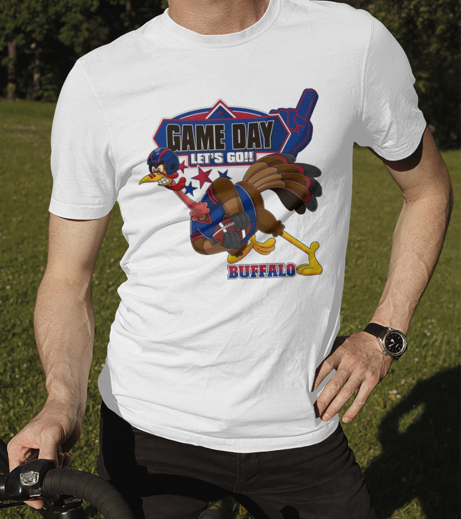 Game Day Let's Go Buffalo Football Turkey Mascot T-Shirt