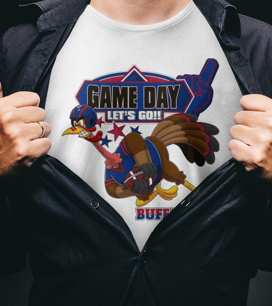 Game Day Let's Go Buffalo Football Turkey Mascot T-Shirt