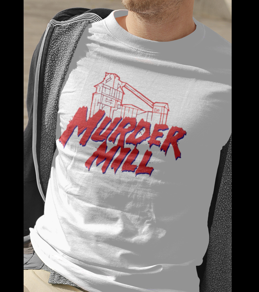 Murder Mill Haunted House Distressed Typography Iconic Building T-Shirt