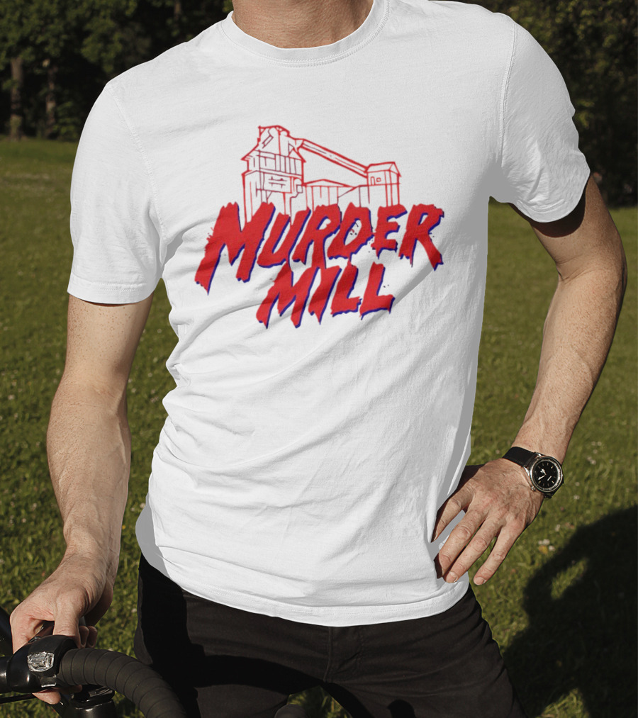 Murder Mill Haunted House Distressed Typography Iconic Building T-Shirt