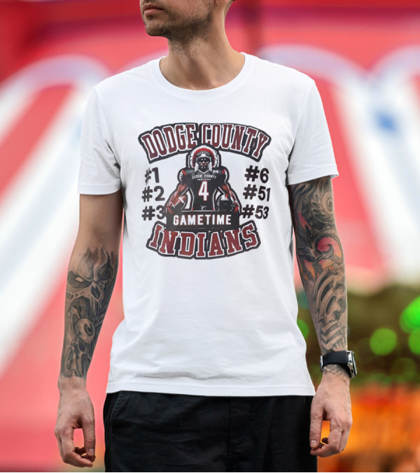Premium T-Shirt: Dodge County Gametime Indians Football Player Numbers 1 2 3 4 6 51 53 T-Shirt Dodge County Gametime Indians Football Player Numbers 1 2 3 4 6 51 53 T-Shirt