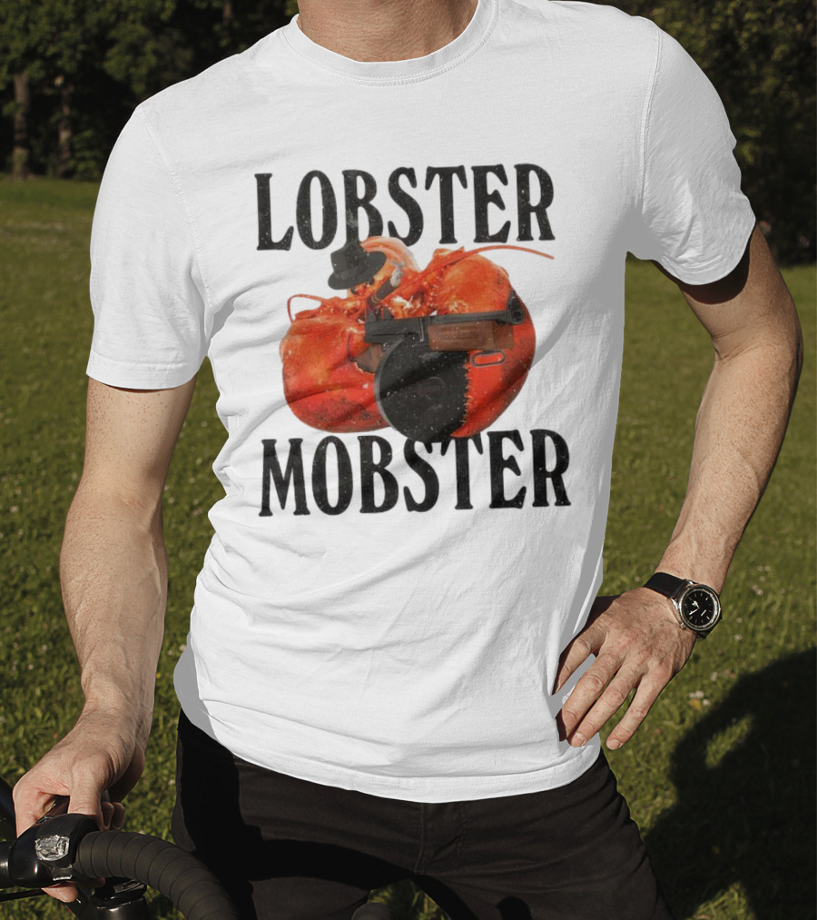 Lobster Mobster Gangster Style With Hat And Tommy Gun T-Shirt