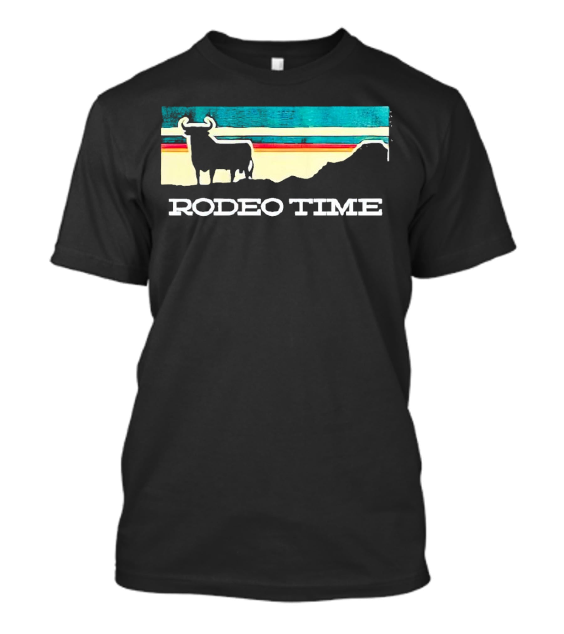 Rodeo Time Buffalo Silhouette Striped Sunset T-Shirt