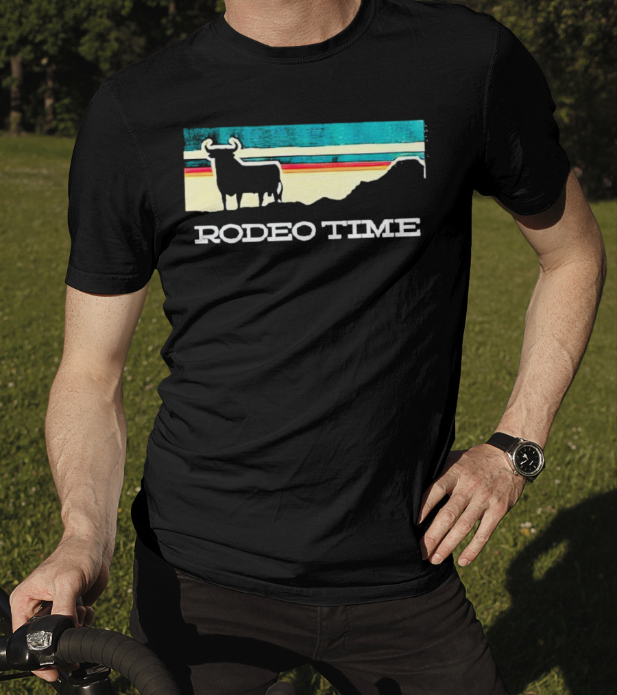 Rodeo Time Buffalo Silhouette Striped Sunset T-Shirt